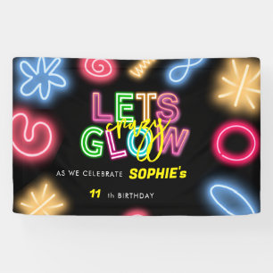 Let's glow crazy neon birthday laser party banner
