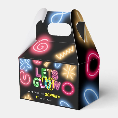 Lets glow crazy neon birthday laser party favor boxes