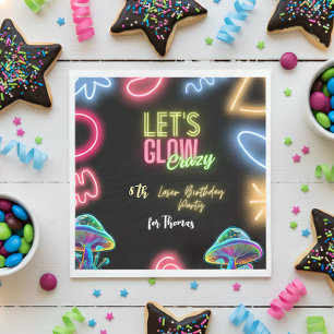 Let's glow crazy neon birthday laser party napkins
