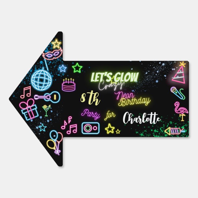 Let's glow crazy neon birthday sign (Front)