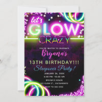 Glow Gift Tag Birthday Party Favor Label Boy Girl Neon Lets Crazy