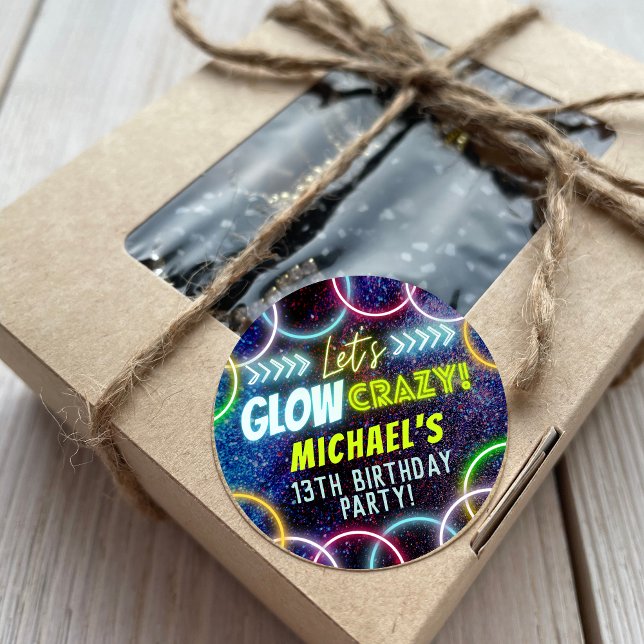 Let's Glow Crazy Neon Glowing In the Dark Party Classic Round Sticker (Creator Uploaded)