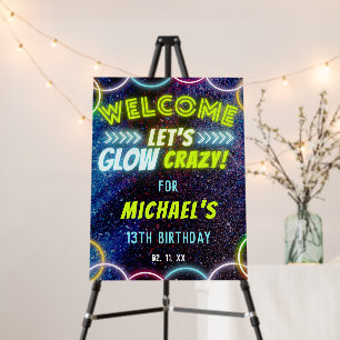 Let's Glow Crazy Neon Glowing Lights Party Welcome Foam Board