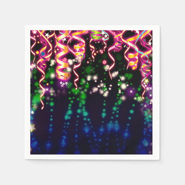 Let's Glow Crazy Neon Lights Birthday Party Paper Napkins (Front)