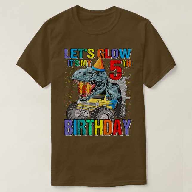 Let's Glow Party It's My 5th Birthday Monster Truc T-Shirt (Design Front)