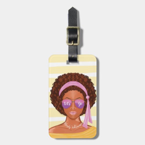 Lets Go  African America Beach Beauty Tropical Luggage Tag