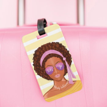 Let's Go | African America Beach Beauty Tropical Luggage Tag by moodthology at Zazzle
