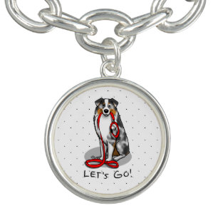 Let's Go! Australian Shepherd (blue merle tan/w 1) Bracelet