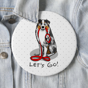 Let's Go! Australian Shepherd (blue merle tan/w 1) Button