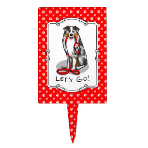 Let's Go! Australian Shepherd (blue merle tan/w 1) Cake Topper