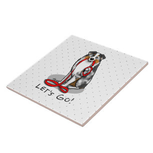 Let's Go! Australian Shepherd (blue merle tan/w 1) Ceramic Tile