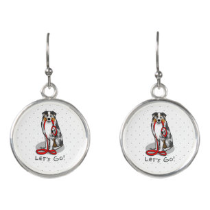 Let's Go! Australian Shepherd (blue merle tan/w 1) Earrings