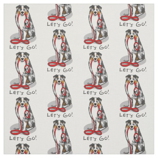 Let's Go! Australian Shepherd (blue merle tan/w 1) Fabric