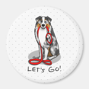 Let's Go! Australian Shepherd (blue merle tan/w 1) Magnet