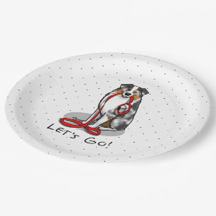 Let's Go! Australian Shepherd (blue merle tan/w 1) Paper Plates