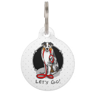 Let's Go! Australian Shepherd (blue merle tan/w 1) Pet ID Tag