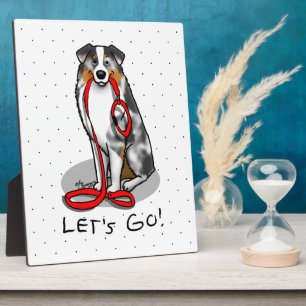 Let's Go! Australian Shepherd (blue merle tan/w 1) Plaque