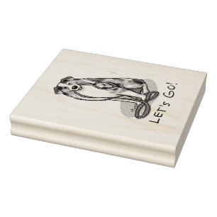 Let's Go! Australian Shepherd (blue merle tan/w 1) Rubber Stamp