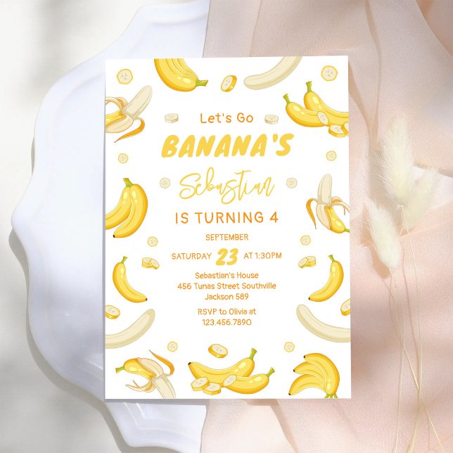 Let's Go Banana Tropical Monkey Birthday Party Invitation (Creator Uploaded)