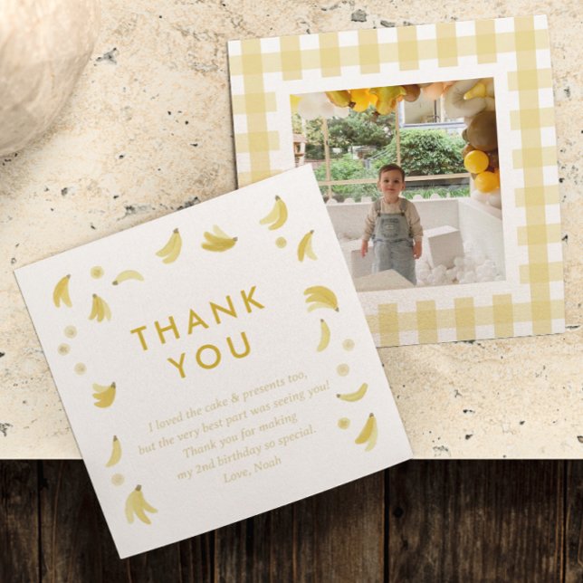 ‘Lets Go Bananas’ Banana Party Personalized Photo Thank You Card (Creator Uploaded)