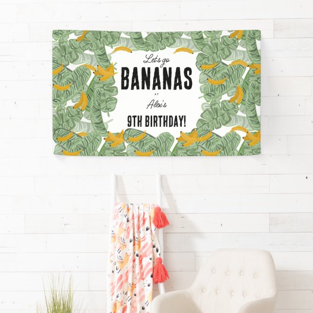Let's go Bananas Banana Tropical Birthday Theme Banner (Insitu)