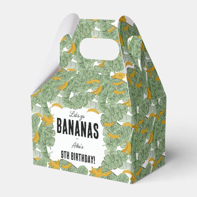 Let's go Bananas Banana Tropical Birthday Theme Favor Boxes (Front Side)