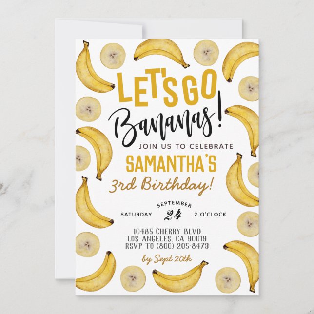 Let's Go Bananas Birthday Invitation (Front)