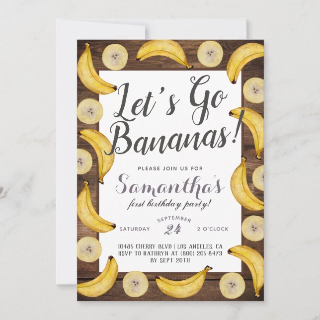 Let's Go Bananas Birthday Invitation (Front)
