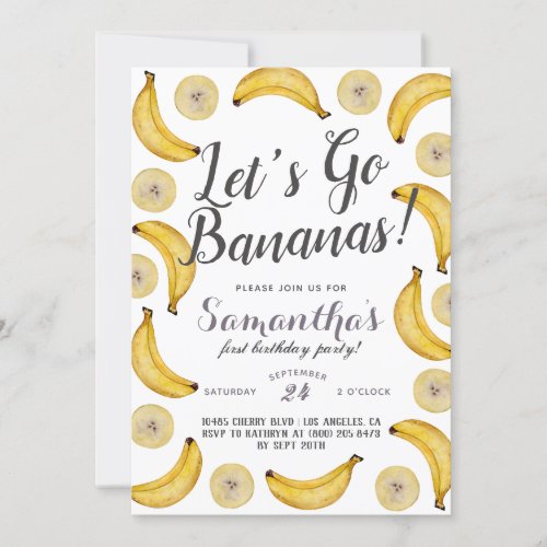 Lets Go Bananas Birthday Invitation