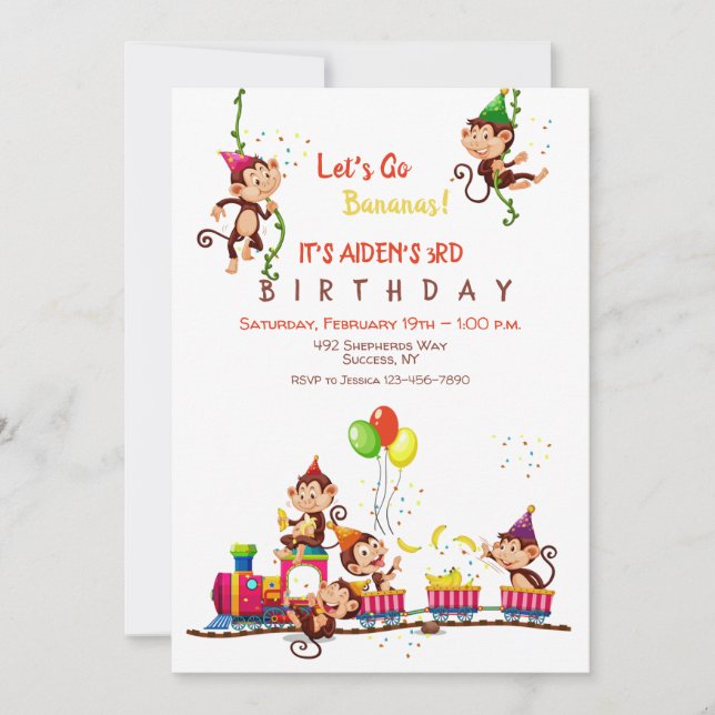 Let's Go Bananas Birthday Party Invitation (Front)