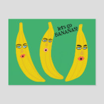 LET'S GO BANANAS Funny Cute Whimsical Party Custom Postcard