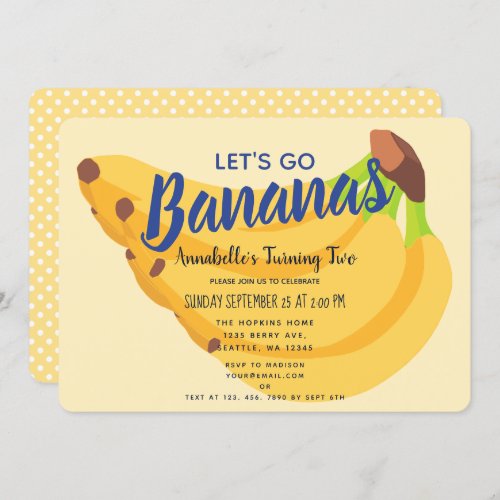 Lets Go Bananas Kids Birthday Invitation