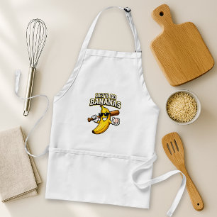 Lets Go Bananas Retro Baseball Banana Funny Adult Apron