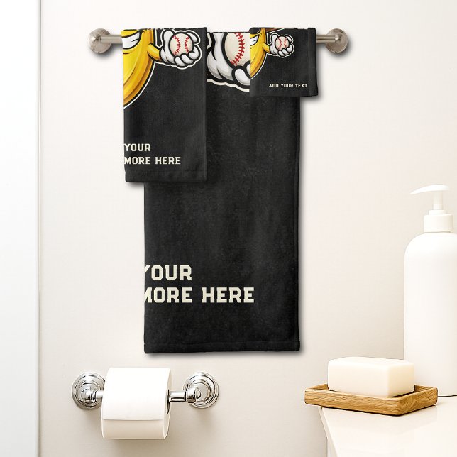 Lets Go Bananas Retro Baseball Banana Funny Bath Towel Set (Creator Uploaded)