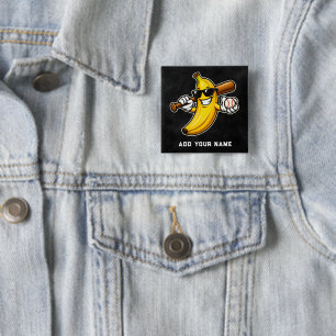 Lets Go Bananas Retro Baseball Banana Funny Button