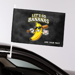 Lets Go Bananas Retro Baseball Banana Funny Car Flag