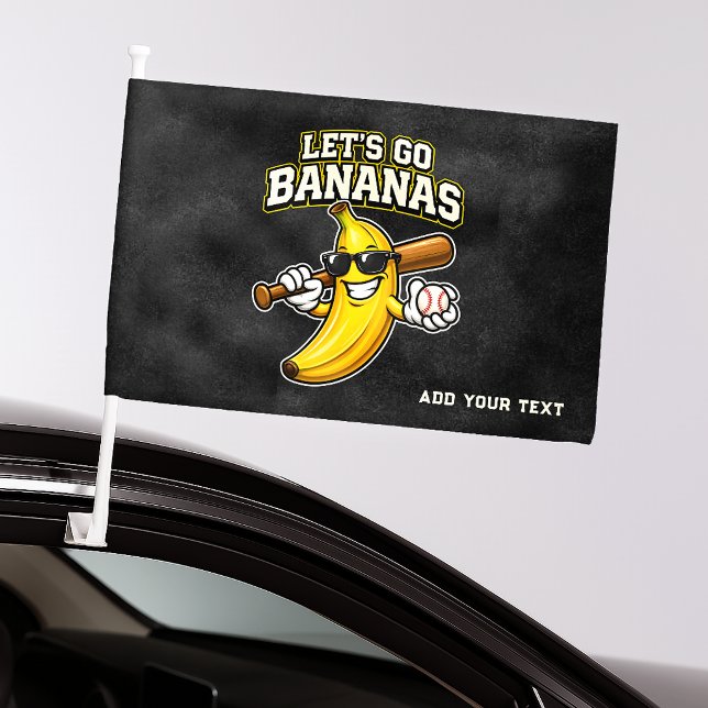 Lets Go Bananas Retro Baseball Banana Funny Car Flag (Creator Uploaded)
