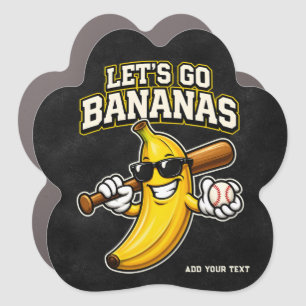 Lets Go Bananas Retro Baseball Banana Funny Car Magnet
