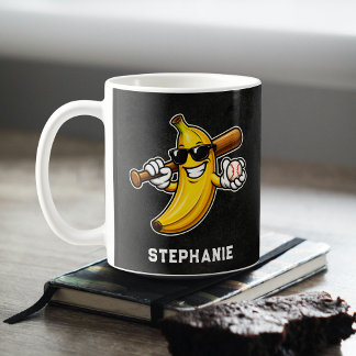 Lets Go Bananas Retro Baseball Banana Funny Coffee Mug