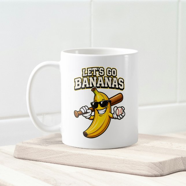 Lets Go Bananas Retro Baseball Banana Funny Coffee Mug (Creator Uploaded)