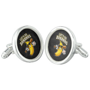 Lets Go Bananas Retro Baseball Banana Funny Cufflinks