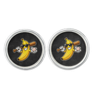 Lets Go Bananas Retro Baseball Banana Funny Cufflinks