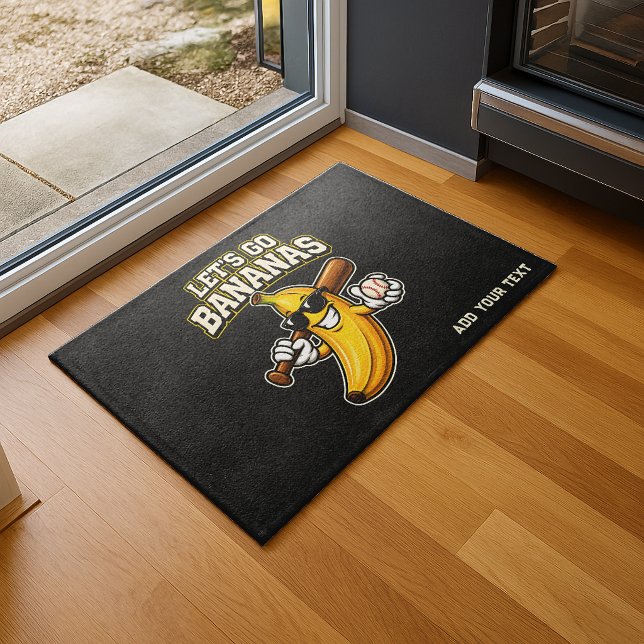 Lets Go Bananas Retro Baseball Banana Funny Doormat (Creator Uploaded)