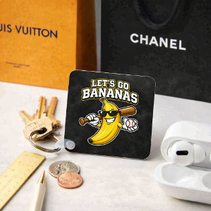 Lets Go Bananas Retro Baseball Banana Funny Keychain