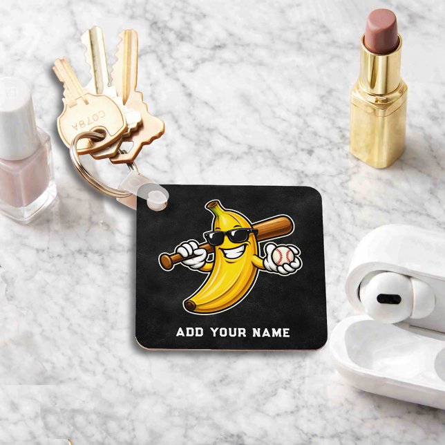 Lets Go Bananas Retro Baseball Banana Funny Keychain (Creator Uploaded)