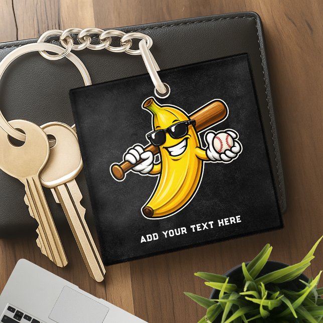 Lets Go Bananas Retro Baseball Banana Funny Keychain (Creator Uploaded)