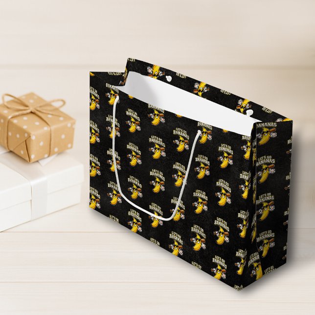 Lets Go Bananas Retro Baseball Banana Funny Large Gift Bag (Creator Uploaded)