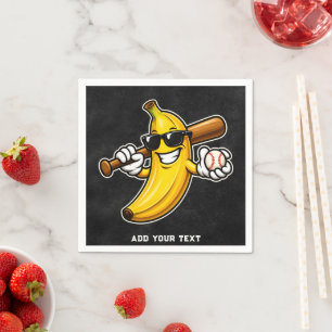 Lets Go Bananas Retro Baseball Banana Funny Napkins