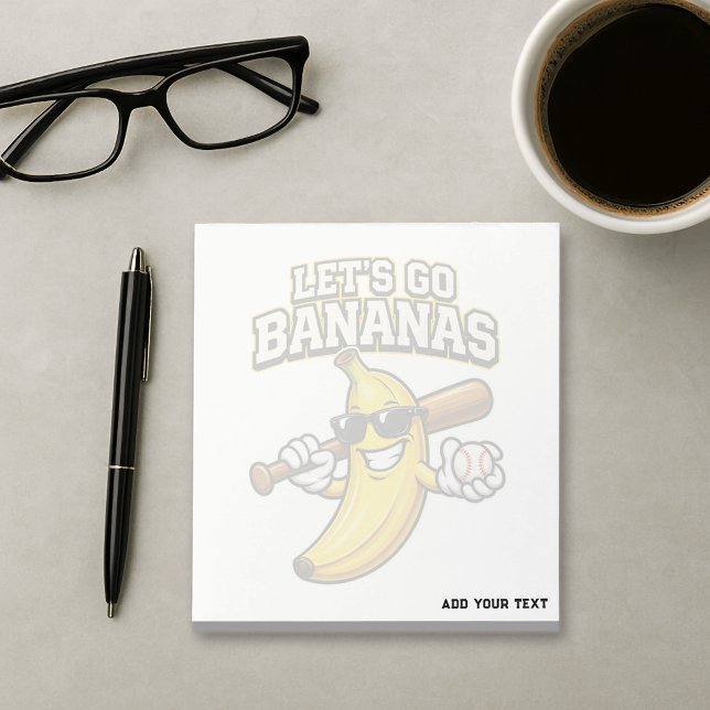 Lets Go Bananas Retro Baseball Banana Funny Notepad (Creator Uploaded)