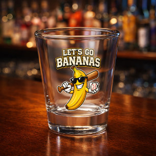 Lets Go Bananas Retro Baseball Banana Funny Shot Glass